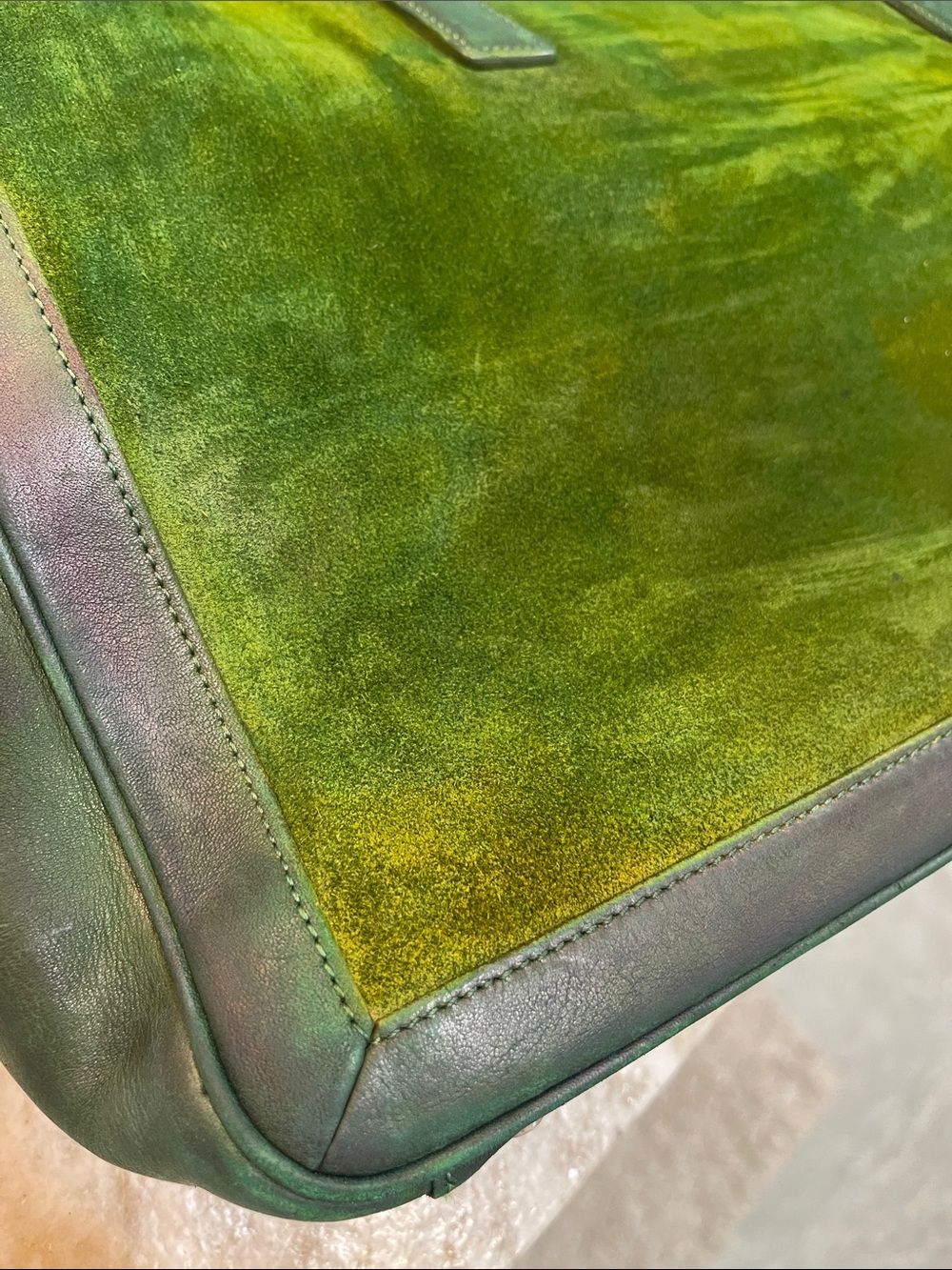 Coach Olive Green Suede Leather Trim Large Zip Tote Shoulder Bag - Picture 15 of 17